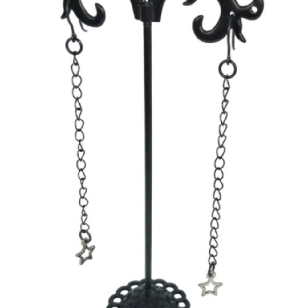 Silver Star Charm Dangle Drop Earrings  Hypoallergenic Artisan Made Witchy Alt